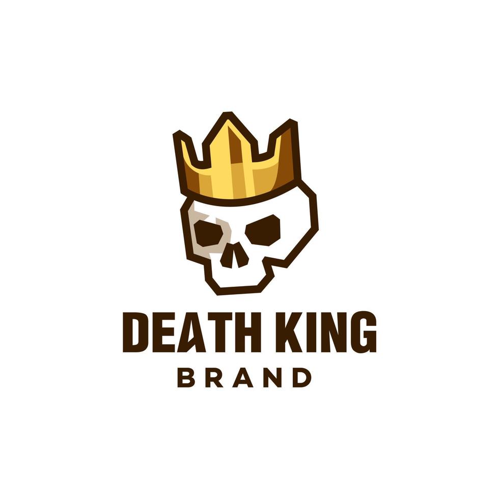 kung skalle med gyllene krona logotyp vektor, död kung med kunglig guld krona maskot tecknad serie i minimal stil vektor