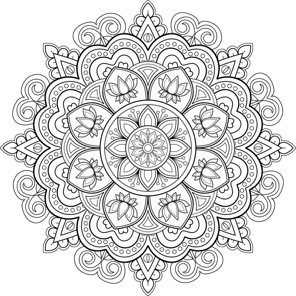 outliend mandala für malbuch, dekoratives rundes ornament, mandala-malseite vektor