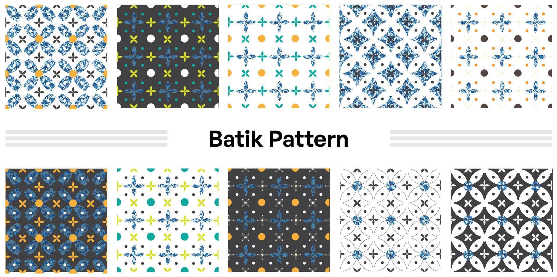 Nahtloses modernes Batikmuster für Textilzwecke mit verschiedenen Farben und Mustern vektor
