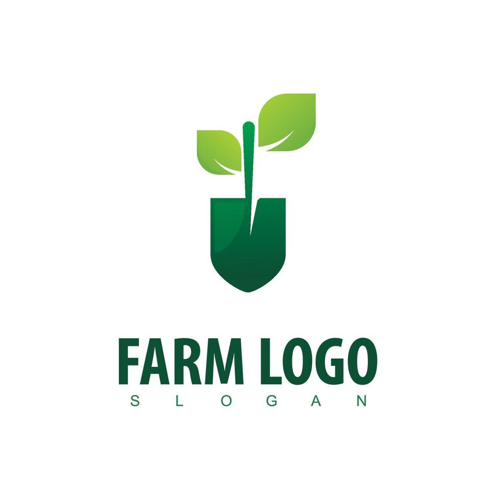 Farm-Logo mit Schaufelsymbol vektor