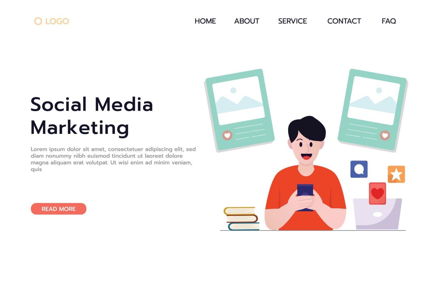 Social-Media-Marketing. Landing-Page-Webdesign-Konzept vektor