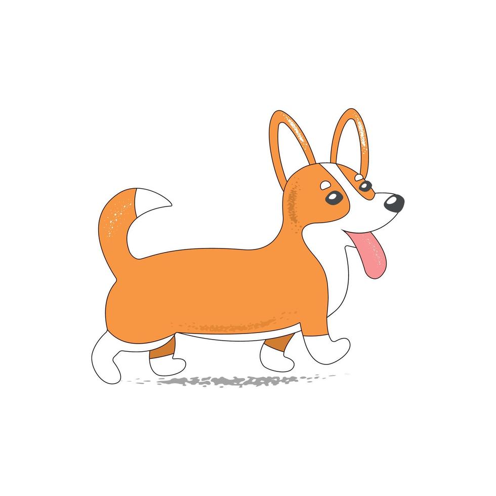 söt Lycklig vektor corgi hund promenader på vit bakgrund. bebis vektor illustration.