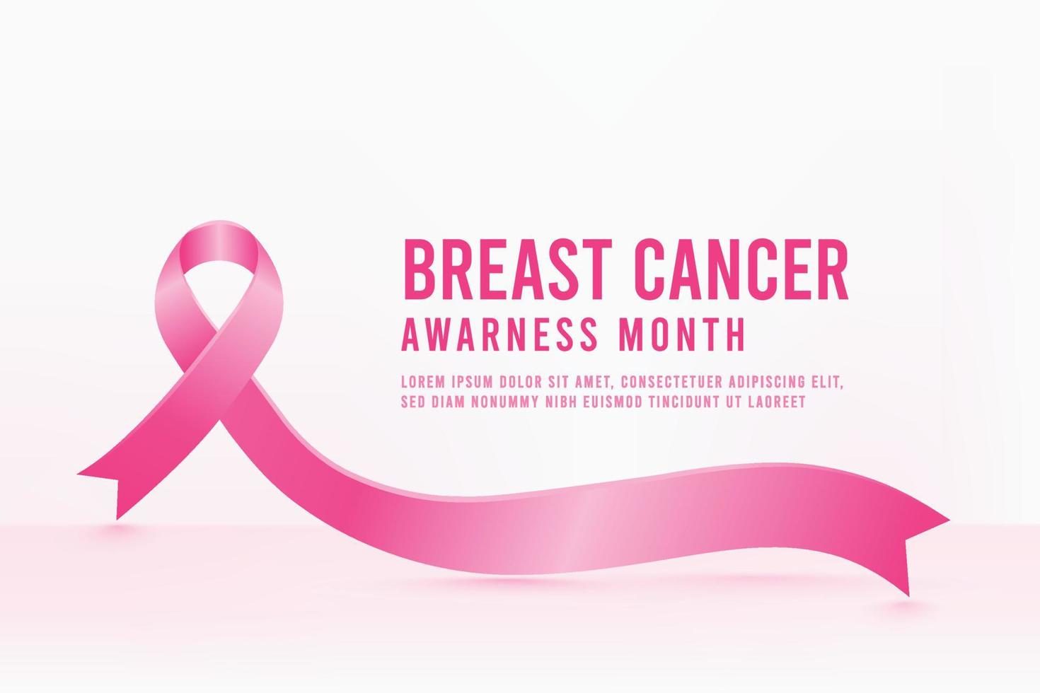 bröst cancer medvetenhet månad bakgrund design med realistisk rosa silke band vektor