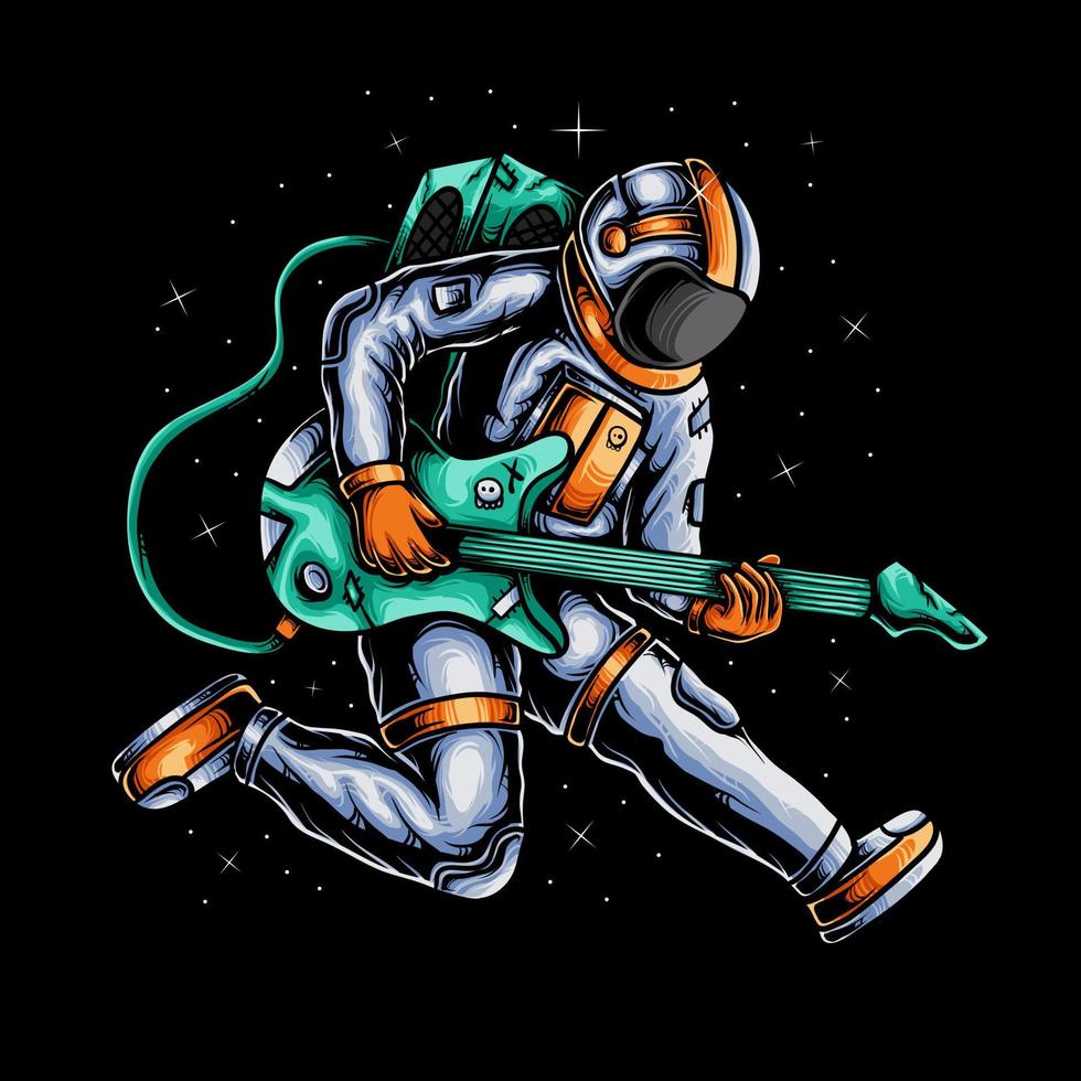 illustration av astronaut spelar gitarr i Plats vektor