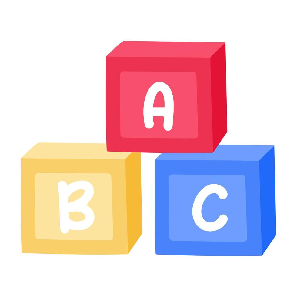 en skalbar platt klistermärke av alfabet block vektor