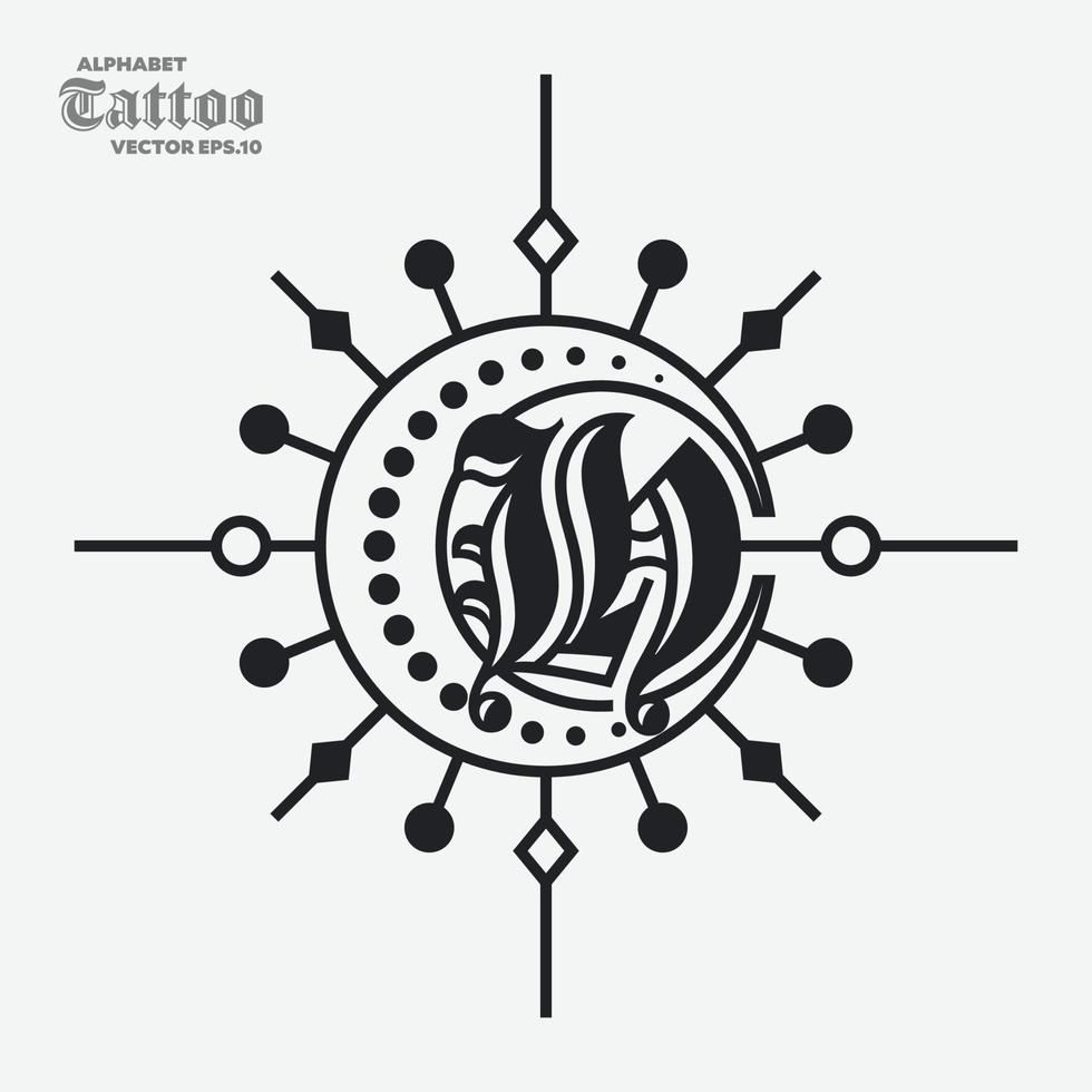 alfabet h tatuering logotyp vektor