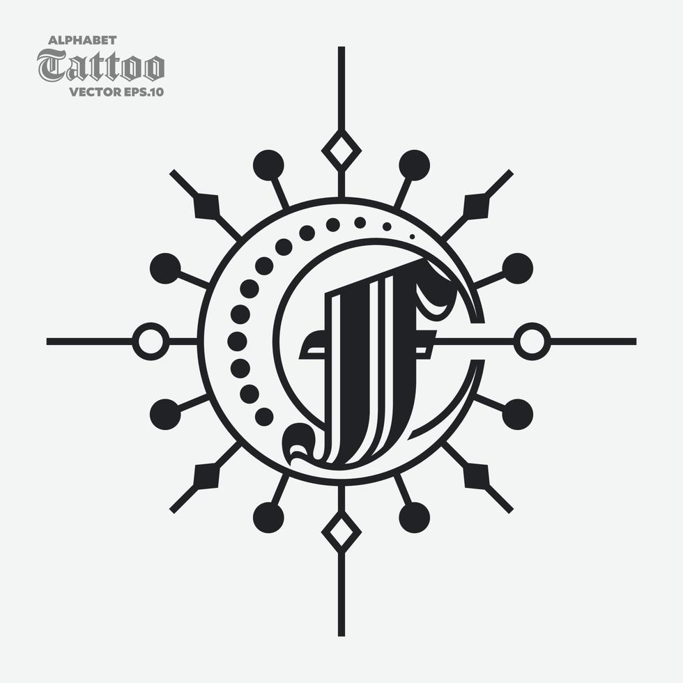 alfabet f tatuering logotyp vektor