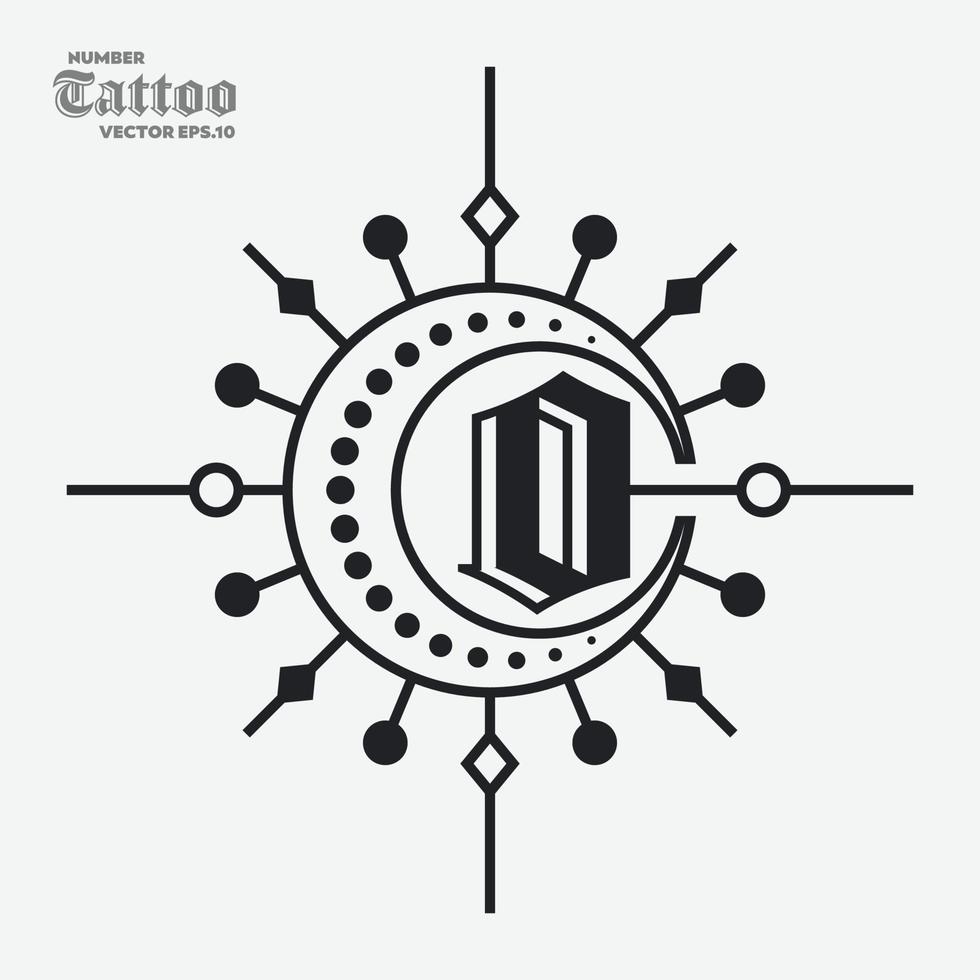 Tattoo-Logo mit der Nummer Null vektor