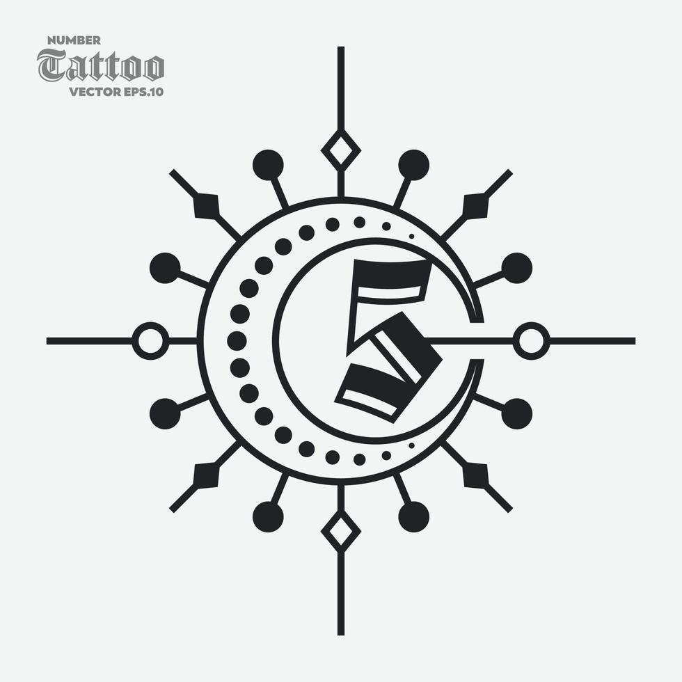 Nummer 5 Tattoo-Logo vektor