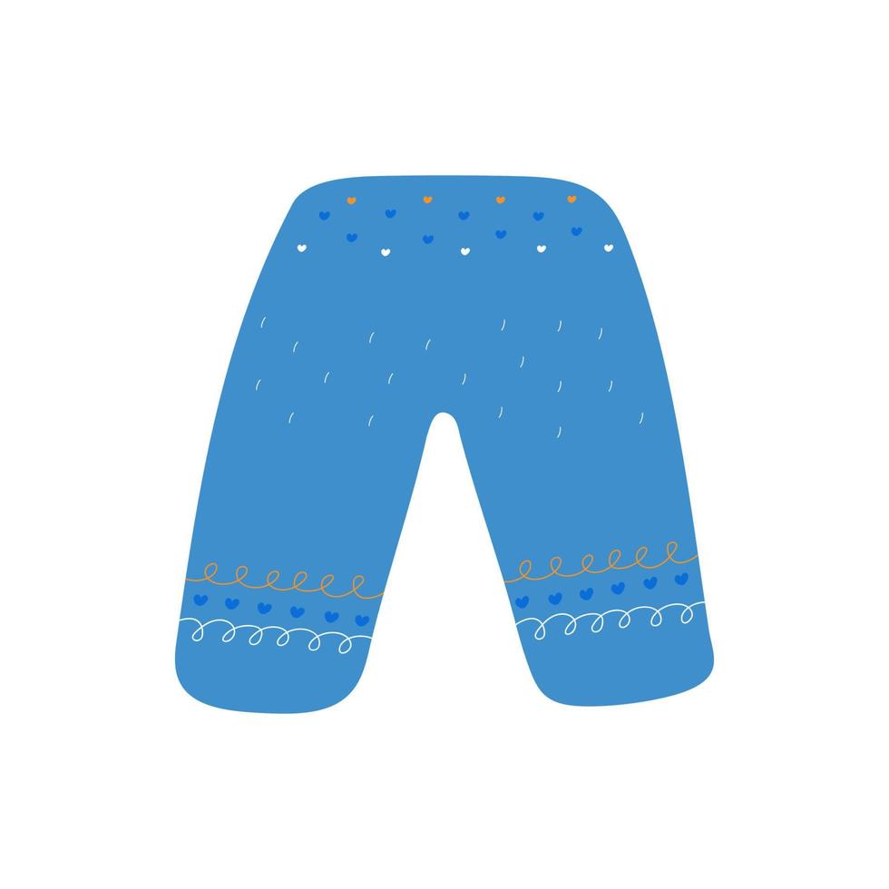 blaue Hose im Cartoon-Stil. süße Hosen mit Mustern und Herzen. Vektor-Illustration isoliert auf weißem Hintergrund vektor