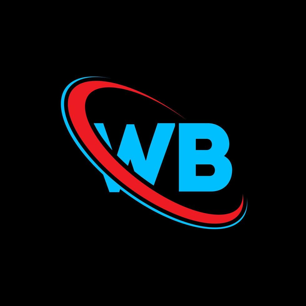 wb-Logo. wb-Design. blauer und roter wb-buchstabe. wb-Buchstaben-Logo-Design. Anfangsbuchstabe wb verknüpfter Kreis Monogramm-Logo in Großbuchstaben. vektor