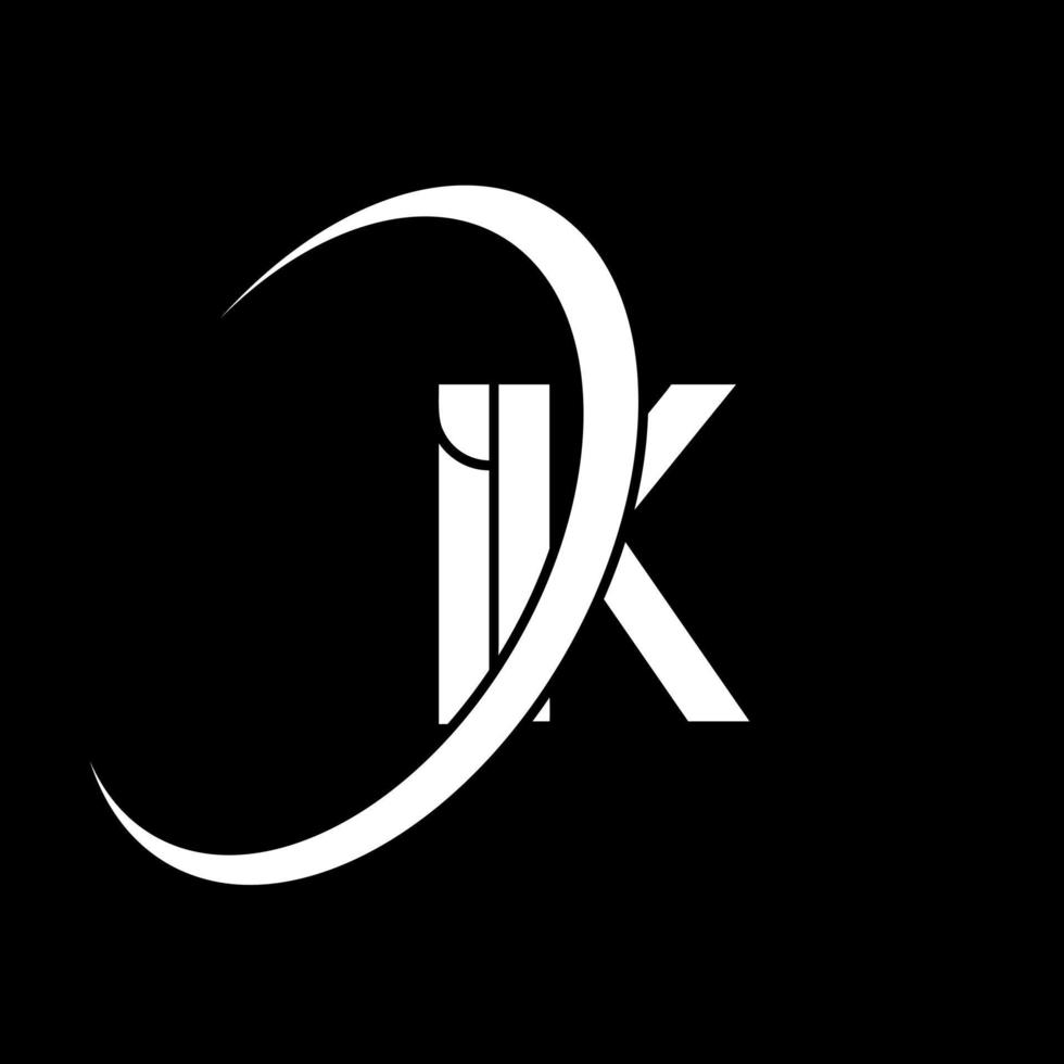 ik logotyp. jag k design. vit ik brev. ik brev logotyp design. första brev ik länkad cirkel versal monogram logotyp. vektor