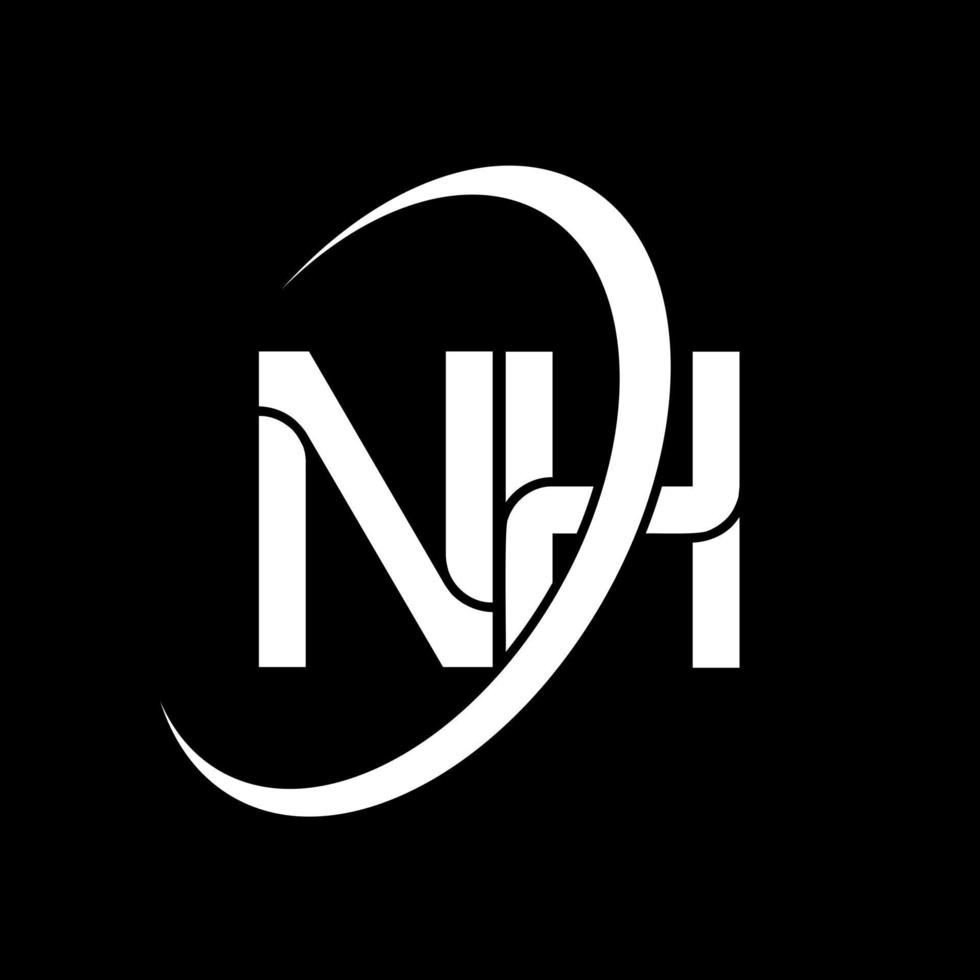 nh-Logo. nh-Design. weißer nh-Buchstabe. nh-Buchstaben-Logo-Design. Anfangsbuchstabe nh verknüpfter Kreis Monogramm-Logo in Großbuchstaben. vektor