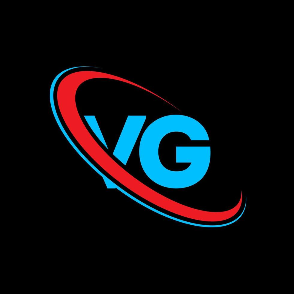 vg-Logo. VG-Design. blauer und roter VG-Buchstabe. VG-Brief-Logo-Design. Anfangsbuchstabe vg verknüpfter Kreis Monogramm-Logo in Großbuchstaben. vektor