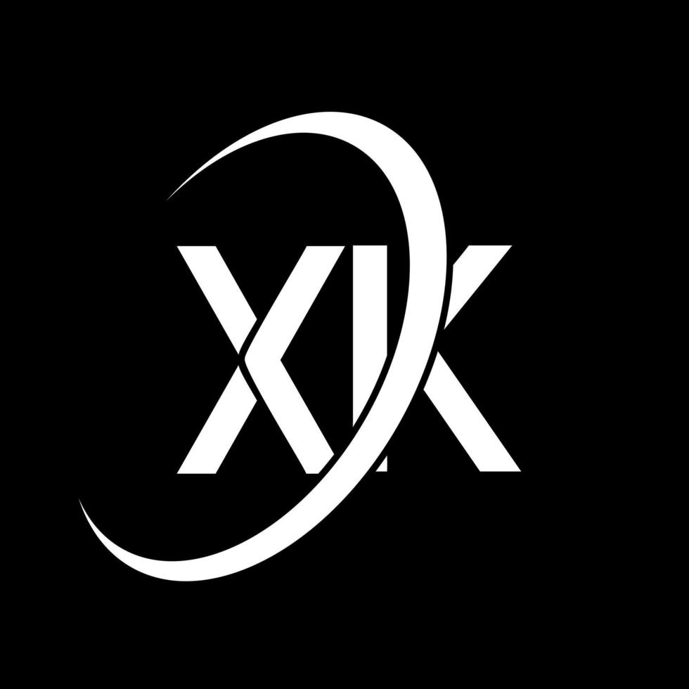 xk logotyp. x k design. vit xk brev. xk brev logotyp design. första brev xk länkad cirkel versal monogram logotyp. vektor