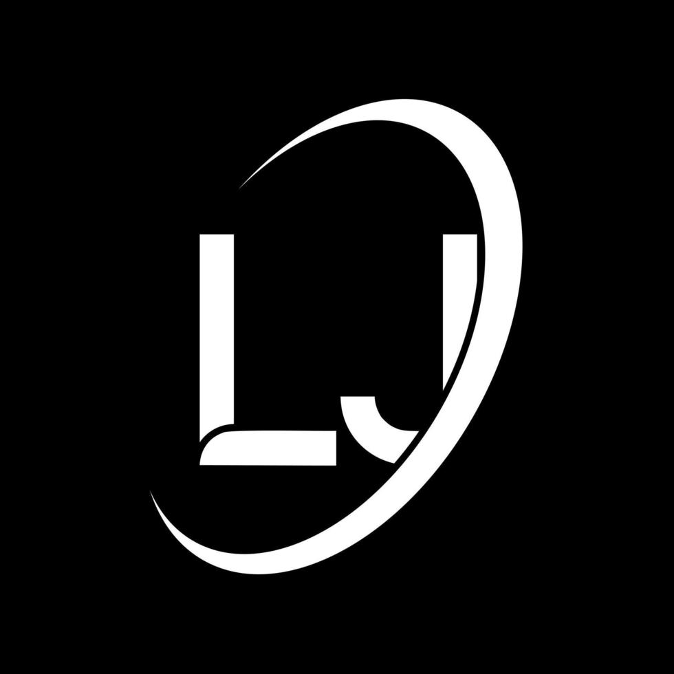 lj logotyp. l j design. vit lj brev. lj brev logotyp design. första brev lj länkad cirkel versal monogram logotyp. vektor