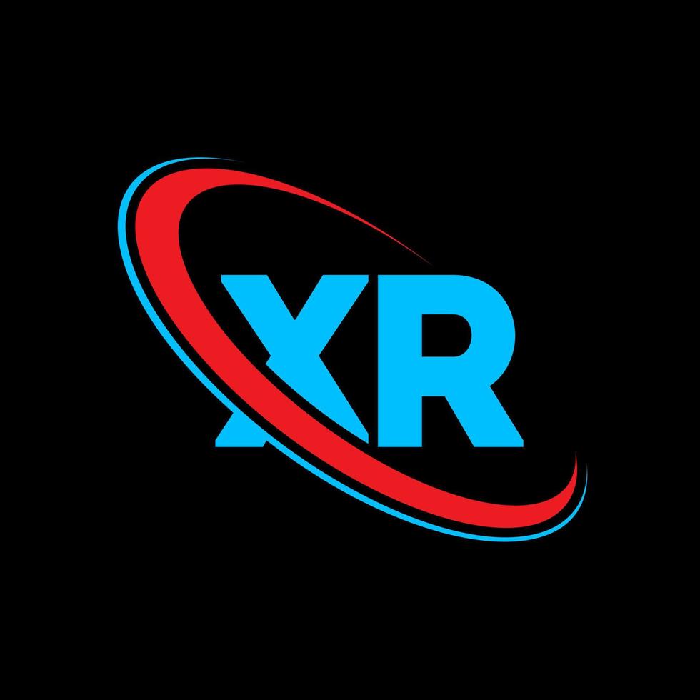 xr-Logo. XR-Design. blauer und roter xr-buchstabe. xr-Brief-Logo-Design. Anfangsbuchstabe xr verknüpfter Kreis Monogramm-Logo in Großbuchstaben. vektor