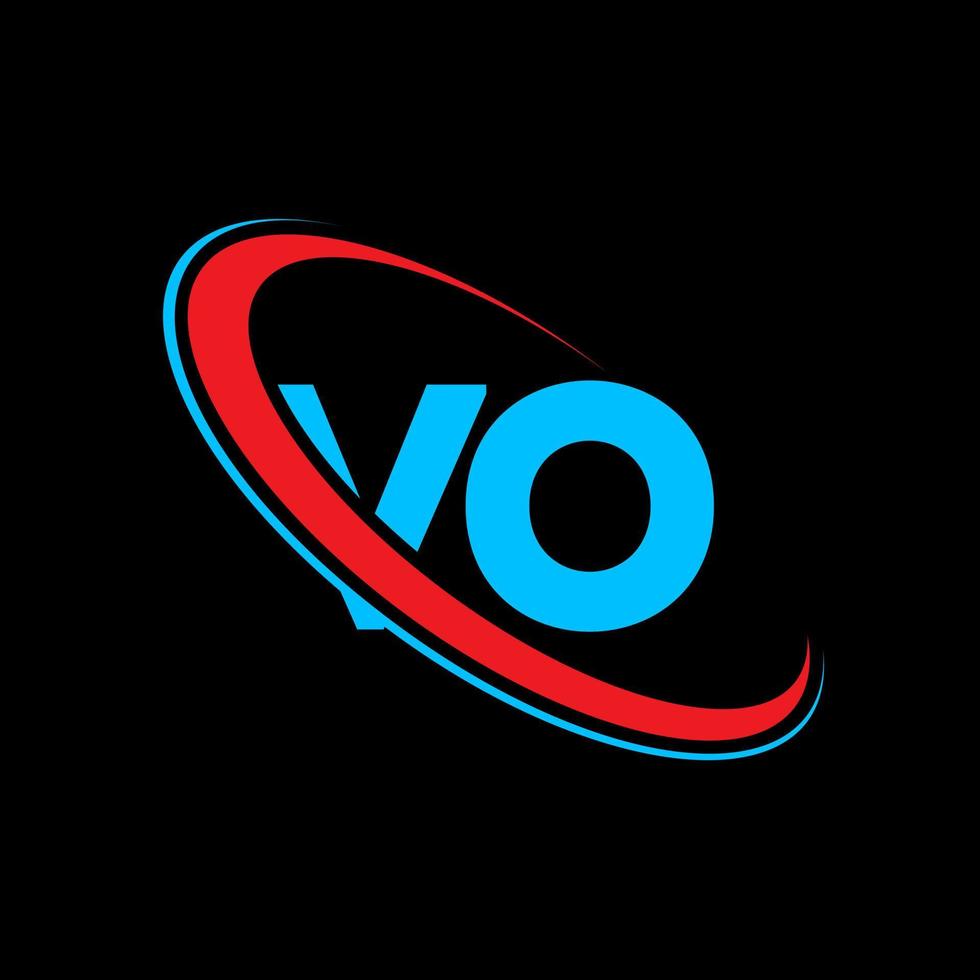 vo-Logo. vo-Design. blauer und roter vo-buchstabe. vo-Buchstaben-Logo-Design. Anfangsbuchstabe vo verknüpfter Kreis Monogramm-Logo in Großbuchstaben. vektor