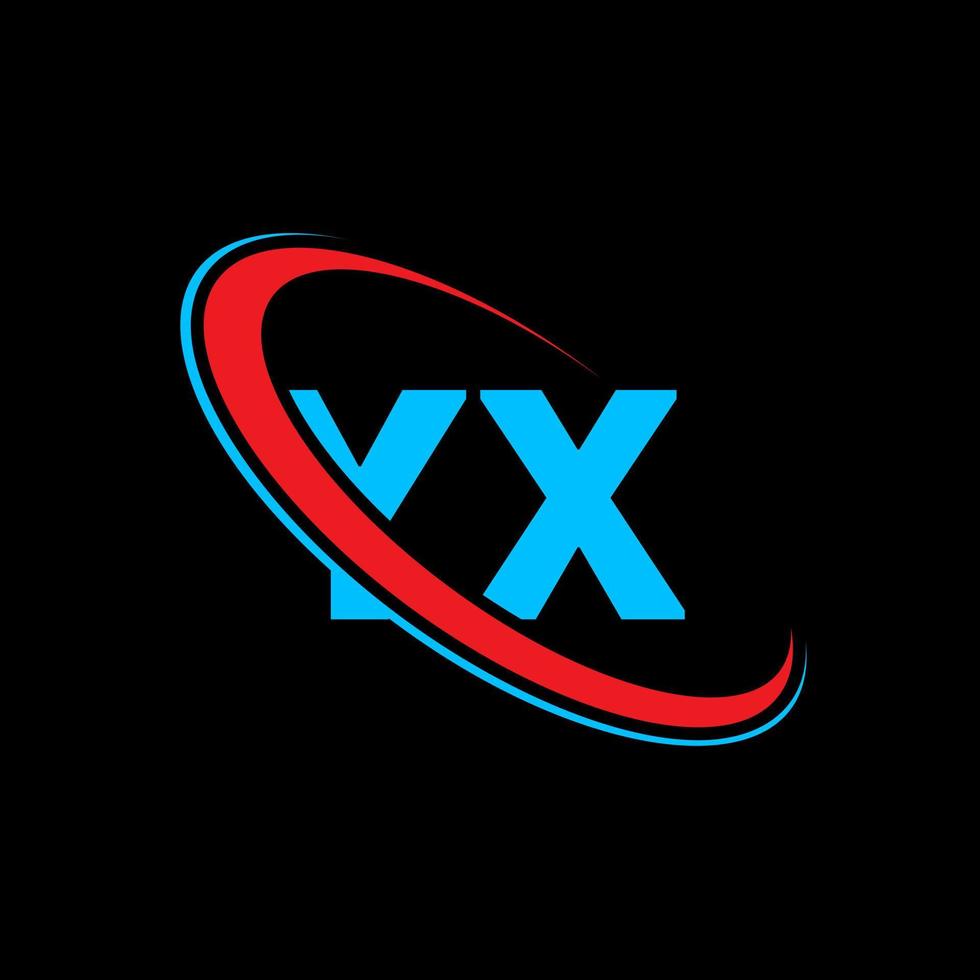 yx-Logo. yx-Design. blauer und roter yx-buchstabe. yx-Buchstaben-Logo-Design. anfangsbuchstabe yx verknüpfter kreis großbuchstaben monogramm logo. vektor