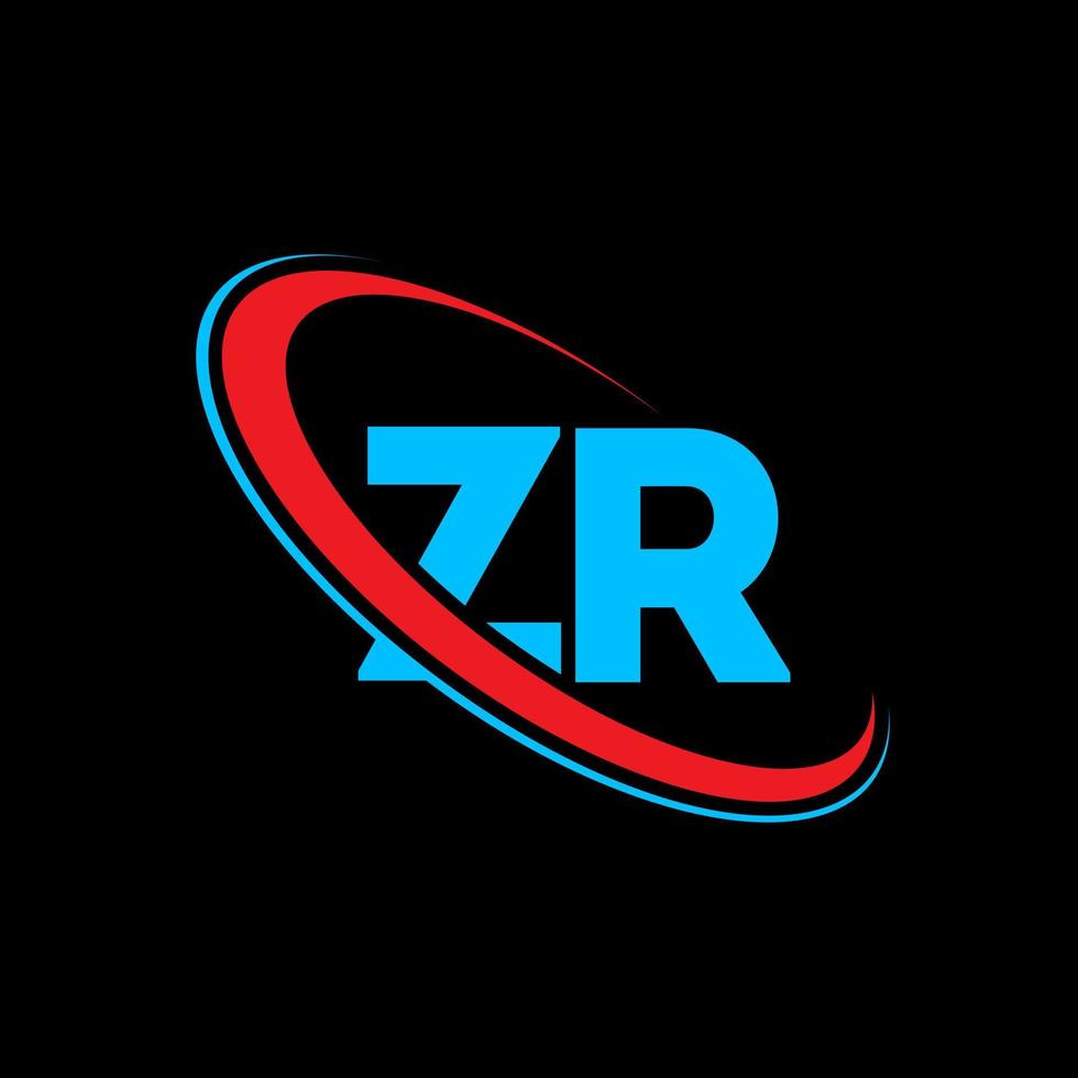 zr-Logo. zr-Design. blauer und roter zr-buchstabe. zr-Brief-Logo-Design. Anfangsbuchstabe zr verknüpfter Kreis Monogramm-Logo in Großbuchstaben. vektor