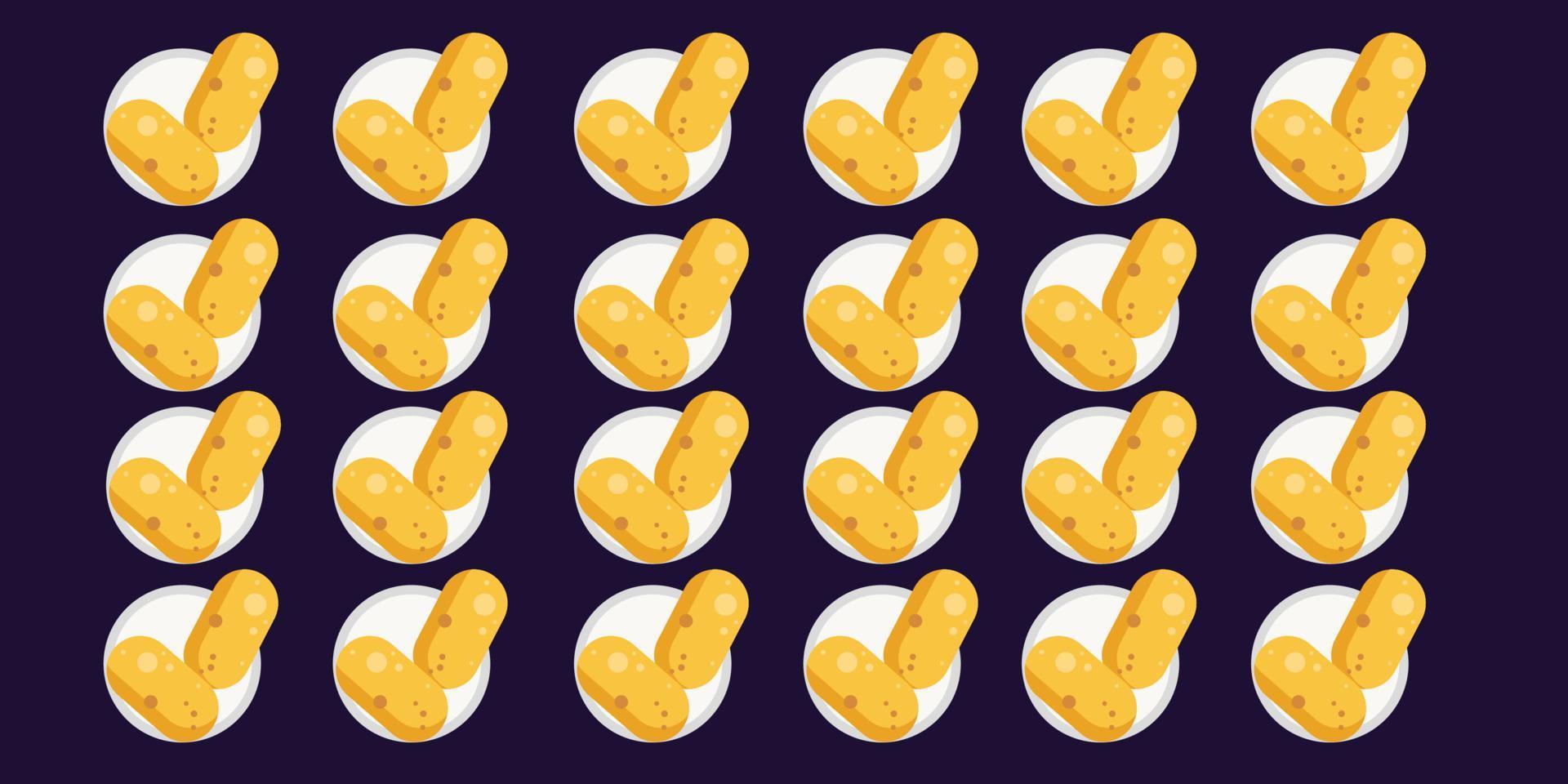 eine gelbe Kartoffel auf Platte lila Hintergrund Illustration Vektor eps