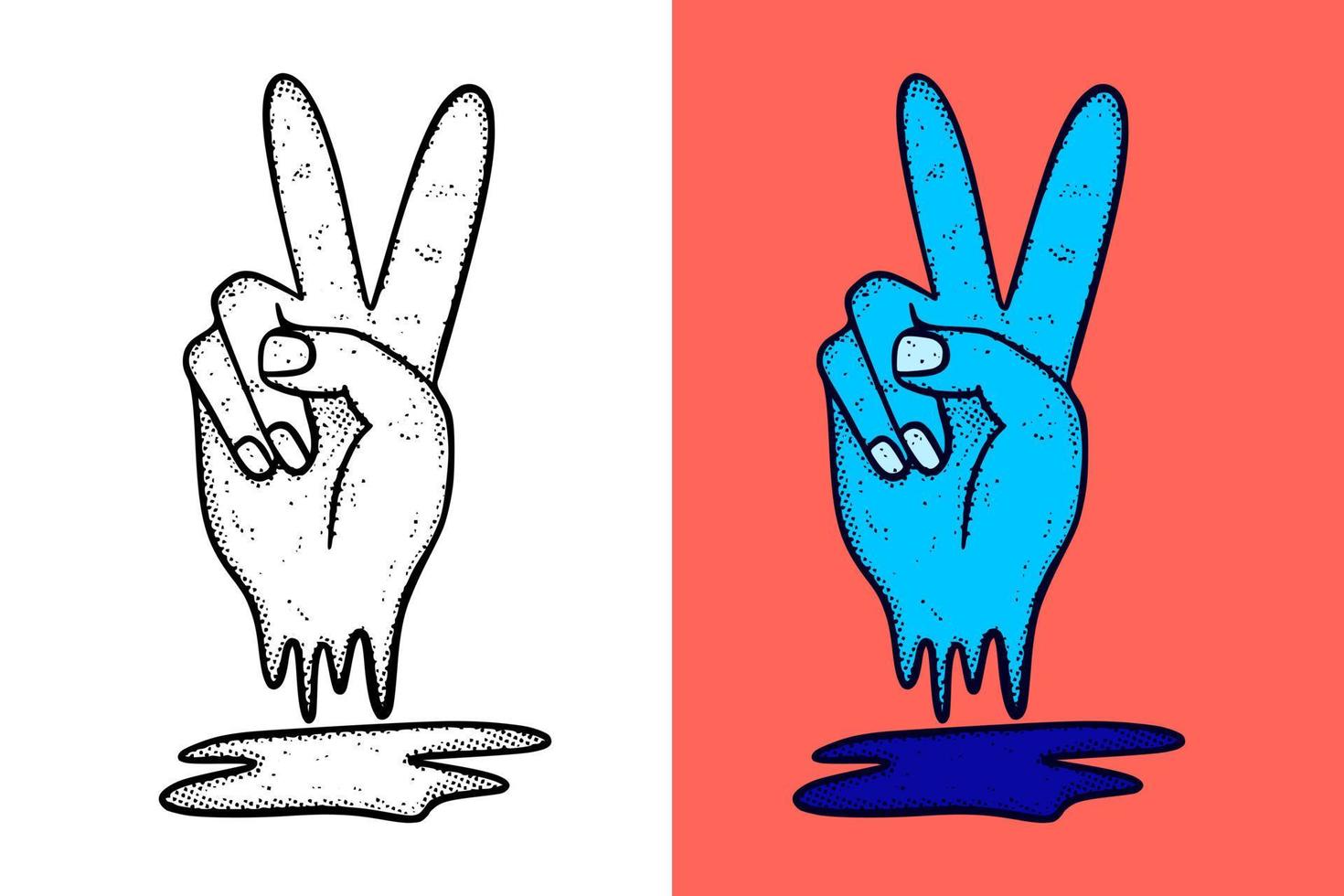 fred hand symbol ikon illustration hand dragen tecknad serie årgång stil vektor