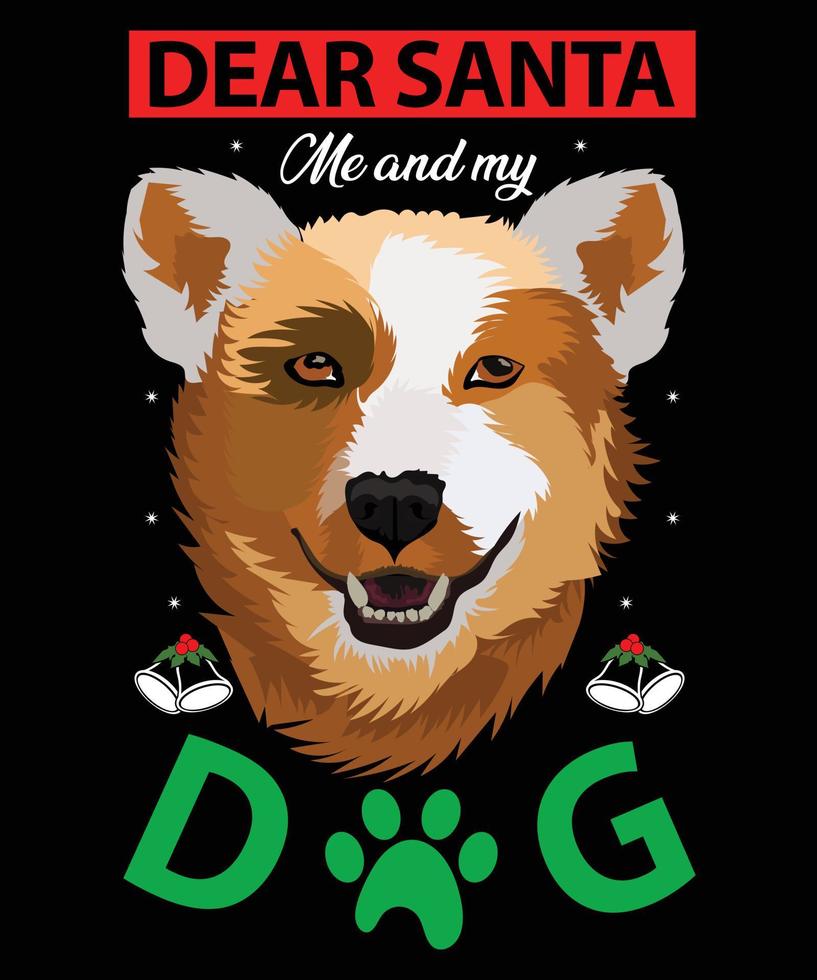 Kära santa mig och min hund t-shirt design mall vektor