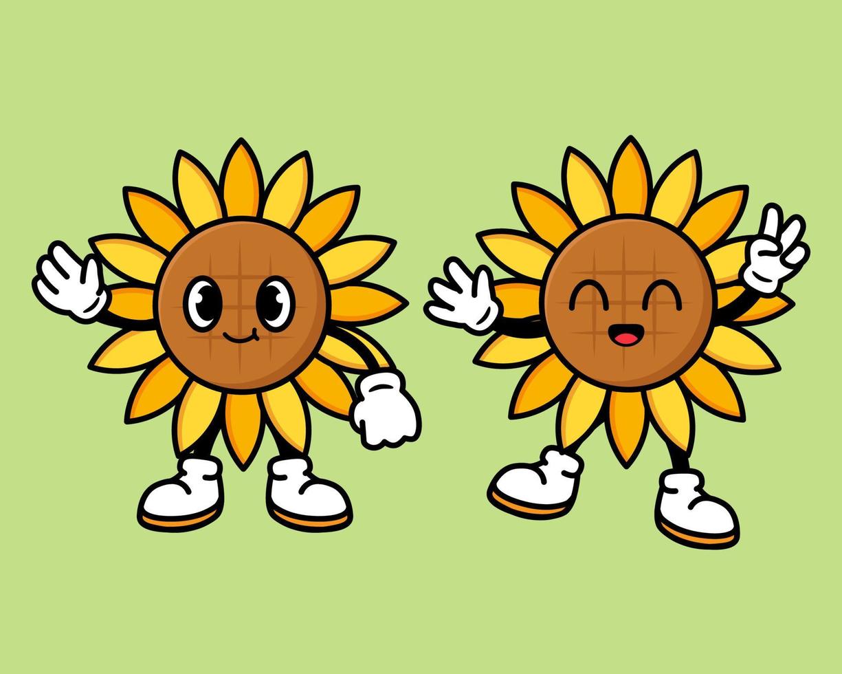 niedlicher sonnenblumenkarikatur für kinderbuch vektor