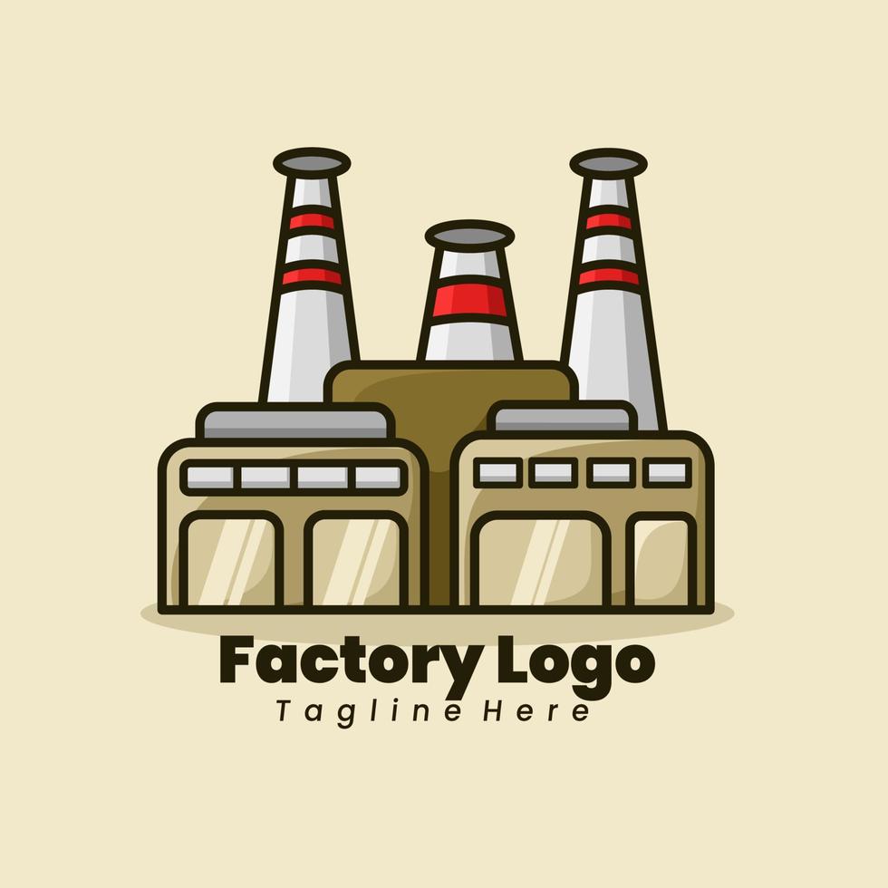 fabrik byggnad logotyp design kreativ begrepp. fabrik vektor ikon illustration. visuell grafisk representation av en fabrik byggnad begrepp