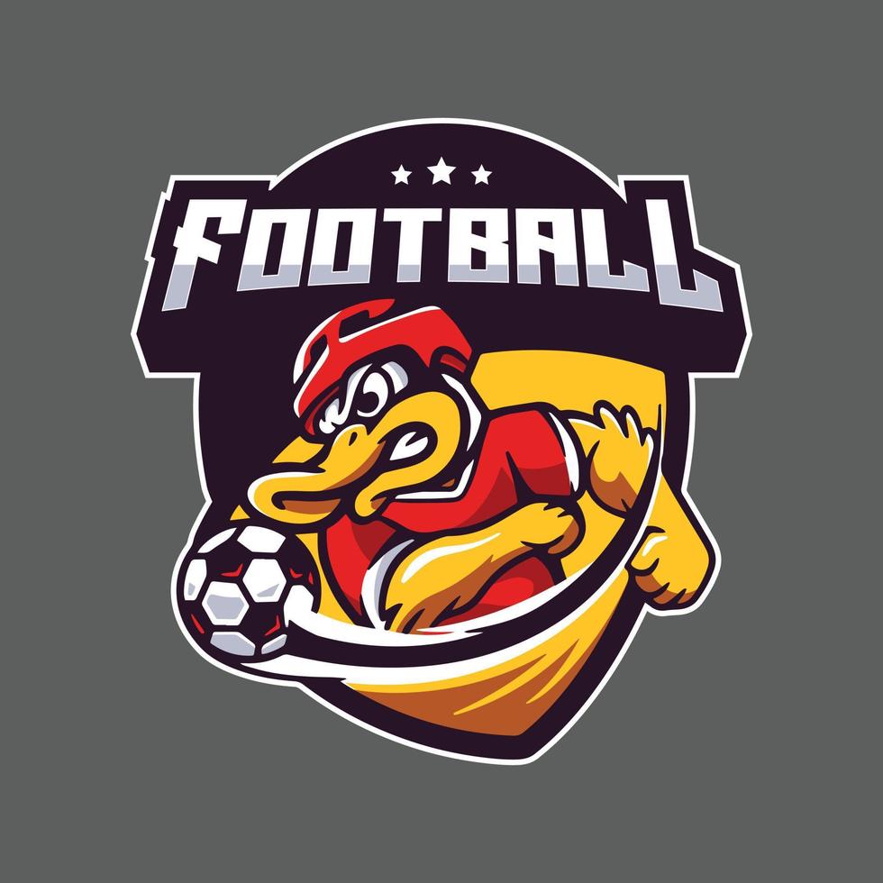 Illustration von Fußballlogos mit Entenfiguren. vektor