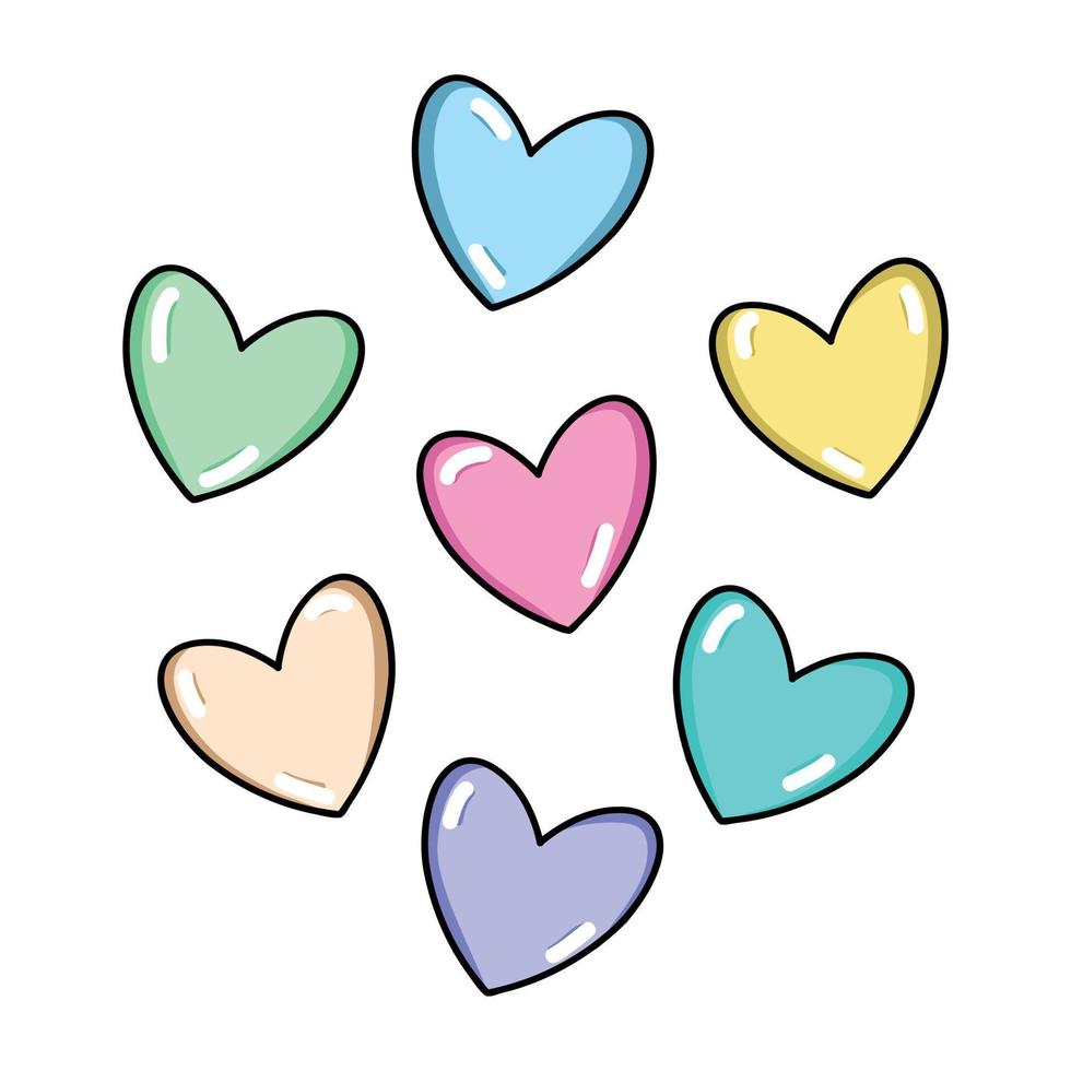 eleganta ljus vektor hjärtan hjärta av annorlunda delikat färger klistermärken ikoner rosa blå grön lila gul lämplig för tillämpningar hemsida vykort inbjudningar