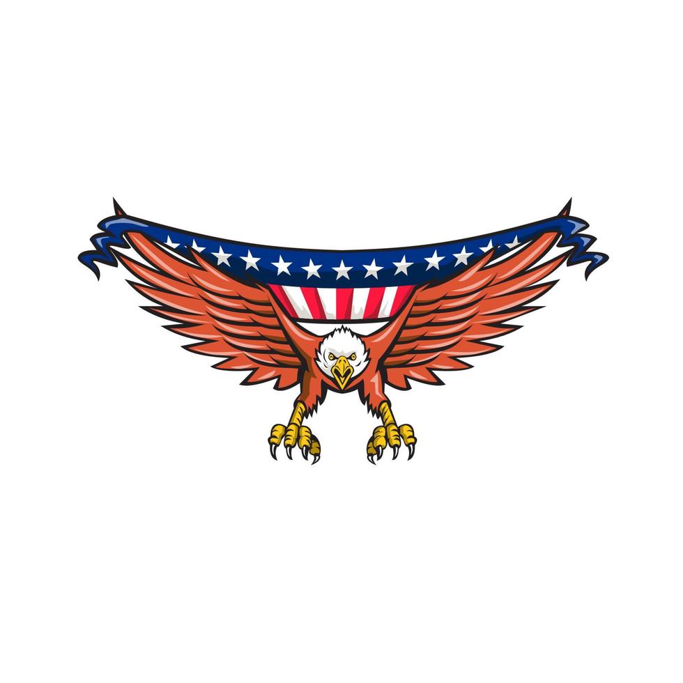 amerikanischer adler, der usa-flagge retro stürzt vektor