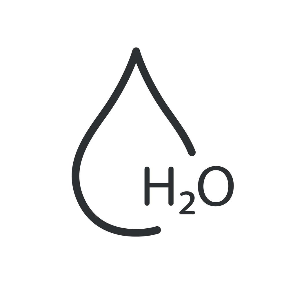vatten släppa h2O linje ikon. kemisk formel. aqua symbol. vektor illustration