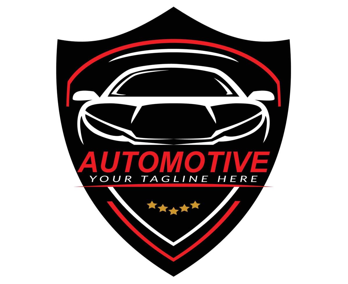 Sportwagen-Logo mit Schildhintergrund vektor