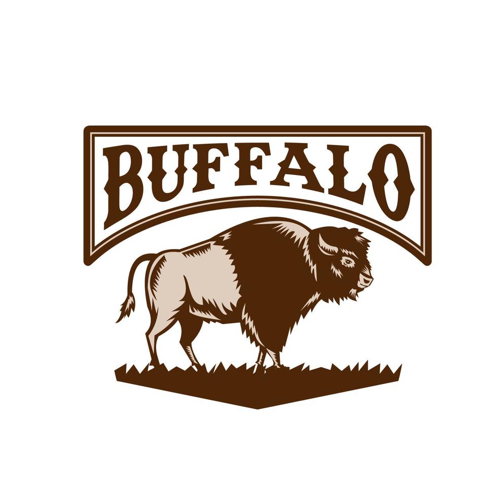 Buffalo American Bison Seitenholzschnitt vektor