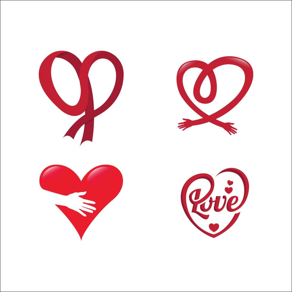 uppsättning av hjärta på valentines dag i kärlek vektor härlig röd tecken på hjärta firande och hälsning kort