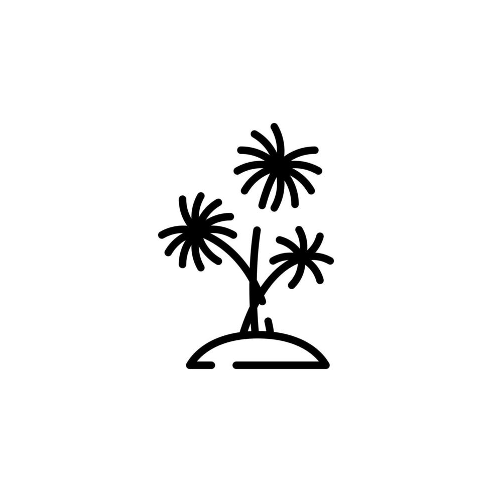 handflatan, kokos, träd, ö, strand prickad linje ikon vektor illustration logotyp mall. lämplig för många syften.