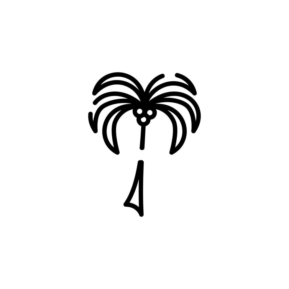 Palme, Kokosnuss, Baum, Insel, Strand gepunktete Linie Symbol Vektor Illustration Logo Vorlage. für viele Zwecke geeignet.