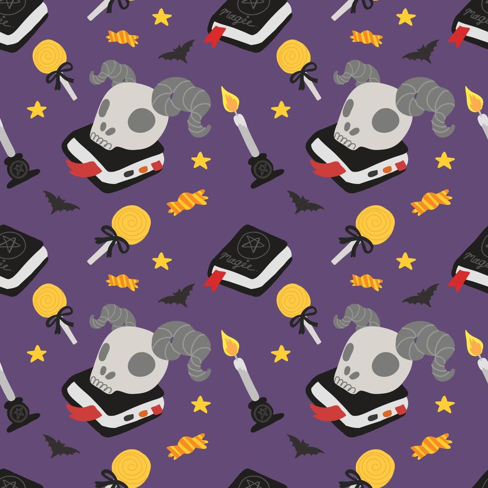 söt tecknad serie läskigt karaktär halloween sömlös design vektor