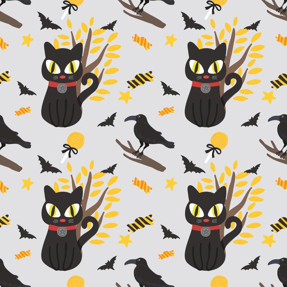 söt tecknad serie karaktär halloween konst sömlös design vektor