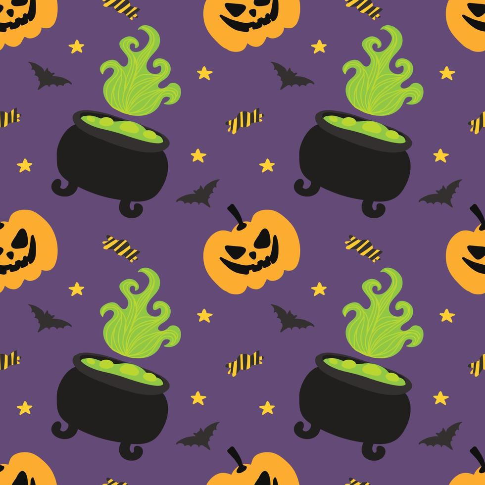 söt läskigt tecknad serie karaktär halloween sömlös design vektor