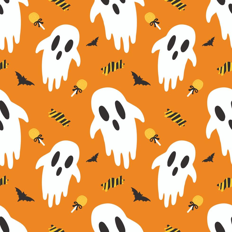 läskigt söt tecknad serie karaktär halloween sömlös design vektor