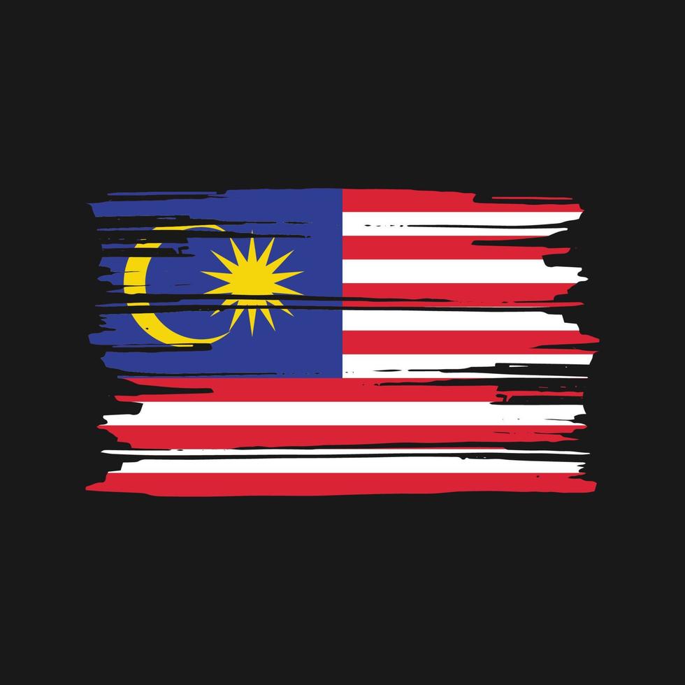 Pinselvektor der malaysischen Flagge. Design der Nationalflagge vektor