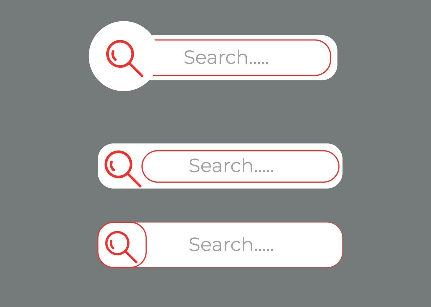 Symbolsatz für die Suchleiste. Browser Fenster. benutzeroberflächenelemente für mobile app. Vektor auf Hintergrund isoliert