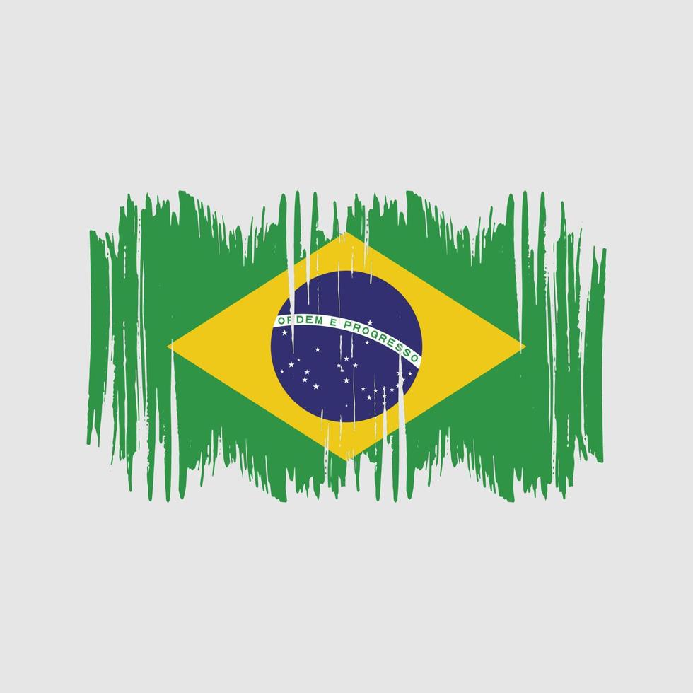 Vektorpinsel mit brasilianischer Flagge. Pinselvektor der Nationalflagge vektor
