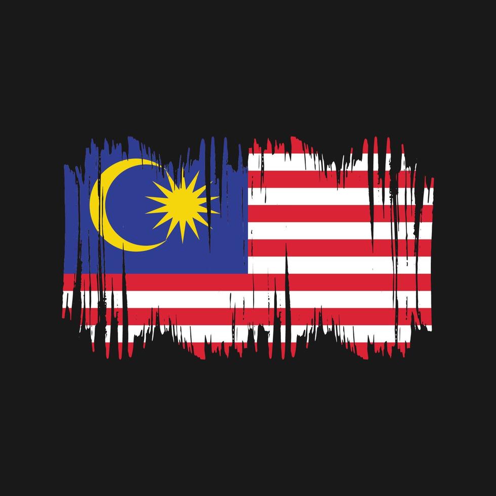 Vektorpinsel mit malaysischer Flagge. Pinselvektor der Nationalflagge vektor