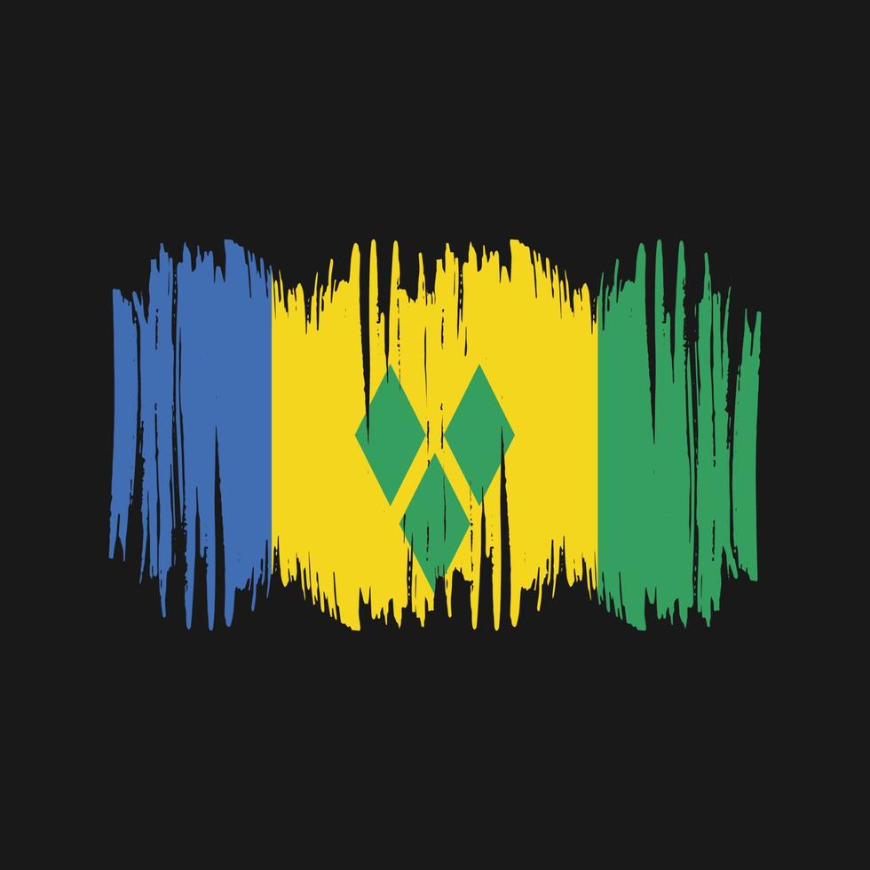 St. Vincent und die Vektorbürste der Grenadinen-Flagge. Pinselvektor der Nationalflagge vektor