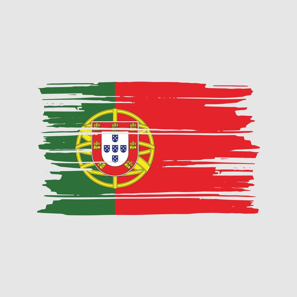 Pinselvektor mit portugiesischer Flagge. Design der Nationalflagge vektor