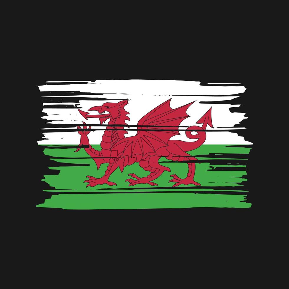 wales-flaggenbürstenvektor. Design der Nationalflagge vektor