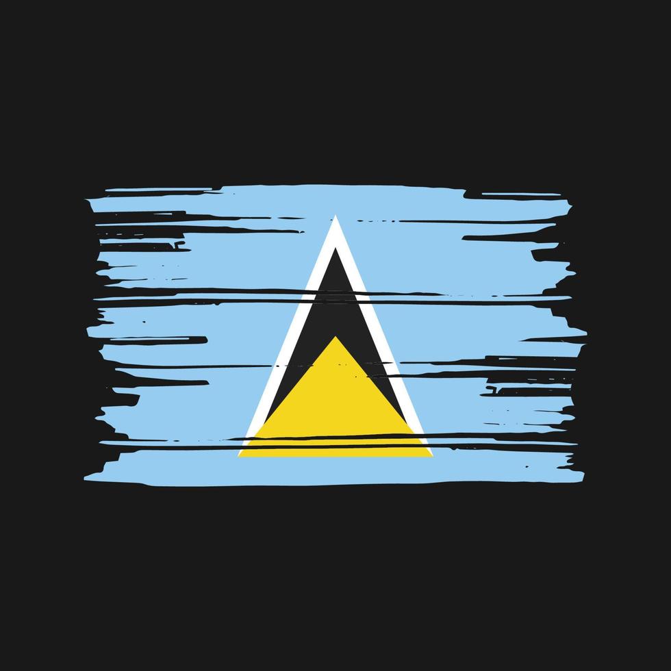 Pinselvektor mit St. Lucia-Flagge. Design der Nationalflagge vektor